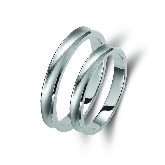 Ζευγάρι βέρες λευκόχρυσες 14 καρατίων. Σχέδιο 305b-ba