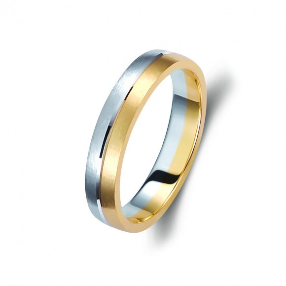 Ζευγάρι βέρες δίχρωμες χρυσό και λευκόχρυσο 14 καρατίων.Σχέδιο 317a-aa 