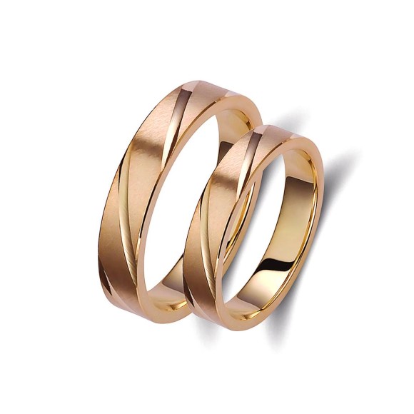 Ζευγάρι βέρες ροζ χρυσό 14 καρατίων. Σχέδιο 331p-pa