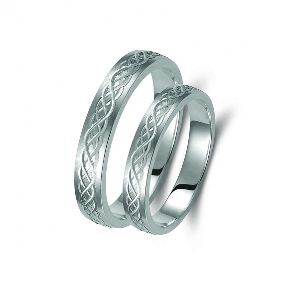 Ζευγάρι βέρες λευκόχρυσες 14 καρατίων. Σχέδιο 349b-ba