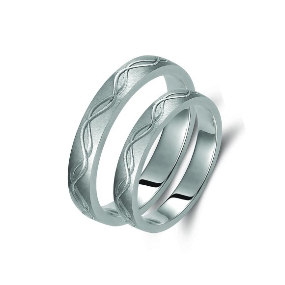 Ζευγάρι βέρες λευκόχρυσες 14 καρατίων. Σχέδιο 350b-ba