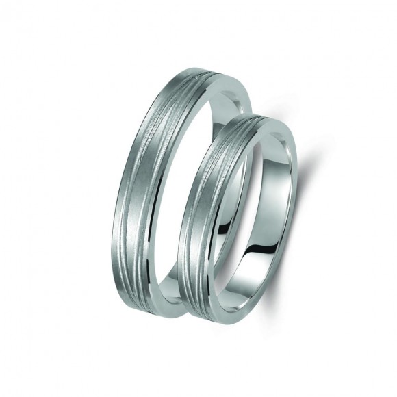 Ζευγάρι βέρες λευκόχρυσες 14 καρατίων. Σχέδιο 354b-ba 