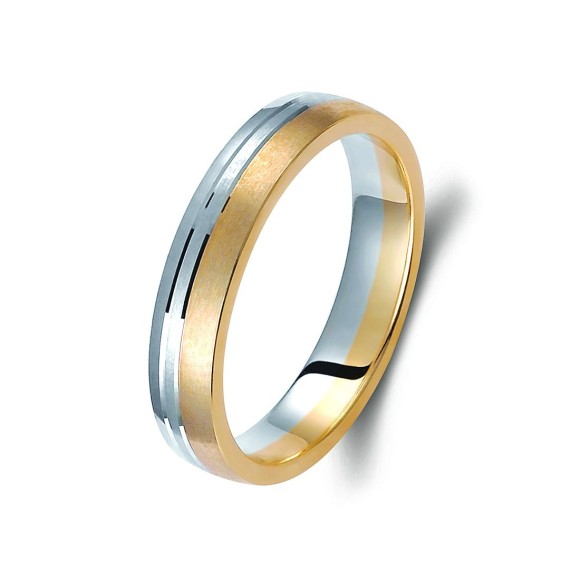 Ζευγάρι βέρες δίχρωμες χρυσό και λευκόχρυσο 14 καρατίων.Σχέδιο 361a-aa 