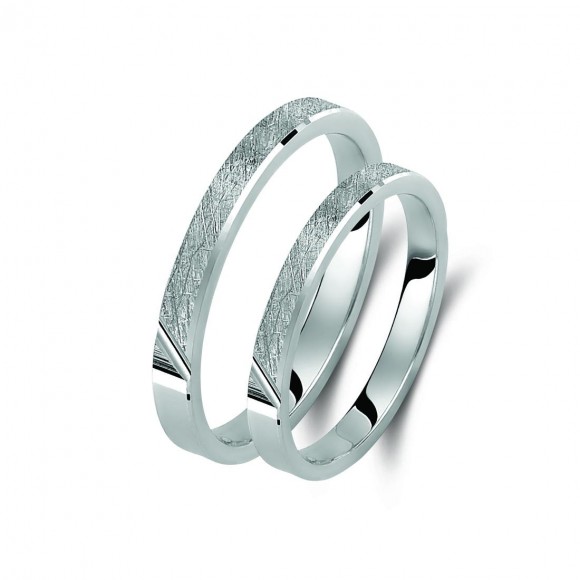 Ζευγάρι βέρες λευκόχρυσες 18 καρατίων. Σχέδιο 375b-ba