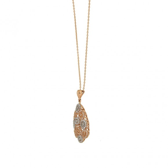 Κολιέ δίχρωμο rosegold & whitegold