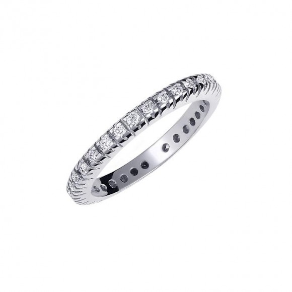 Δαχτυλίδι ολόβερο με διαμάντια - μπριγιάν βάρους 0.57ct, ποιότητας G/VS, σε λευκόχρυσο 18 καρατίων.