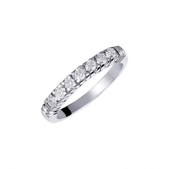Δαχτυλίδι σειρέ με διαμάντια - μπριγιάν βάρους 0.14ct, ποιότητας G/VS, σε λευκόχρυσο 18 καρατίων.