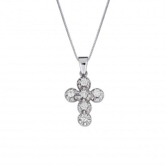 Σταυρός λευκόχρυσος με διαμάντια 0.90ct