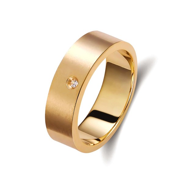 Ζευγάρι βέρες ροζ χρυσό 14 καρατίων, η γυναικεία με πέτρα ζιργκόν. Σχέδιο 237p-pa