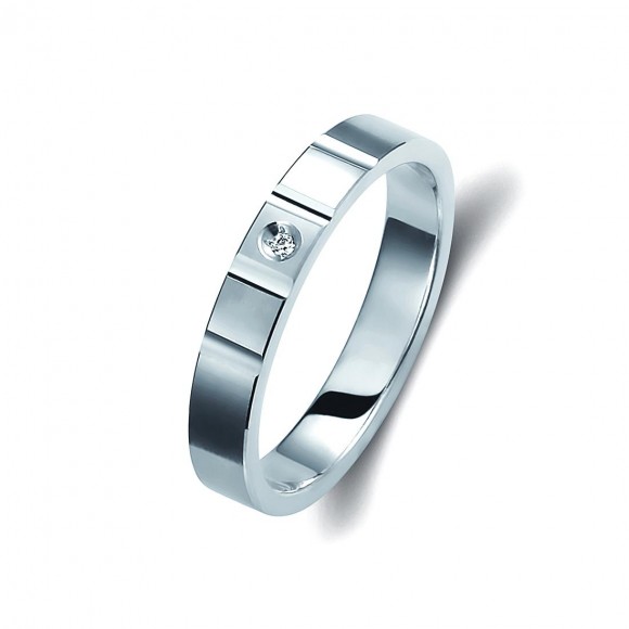 Ζευγάρι βέρες λευκόχρυσες, η γυναικεία με διαμάντι. Σχέδιο 304b-ba