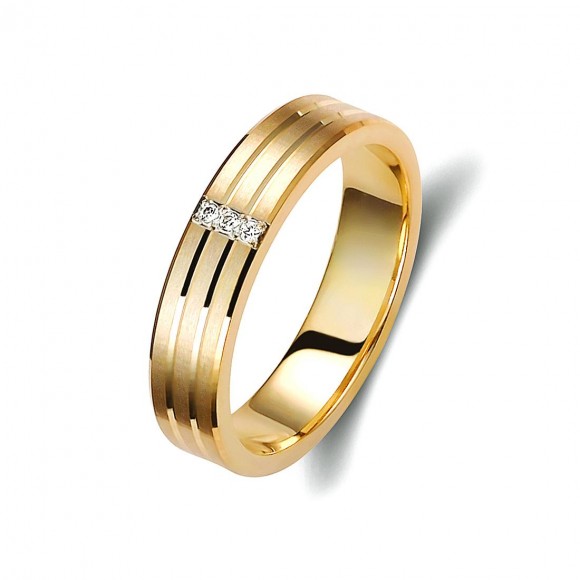 Ζευγάρι βέρες χρυσές 14 καρατίων, η γυναικεία με διαμάντι. Σχέδιο 314c-ca