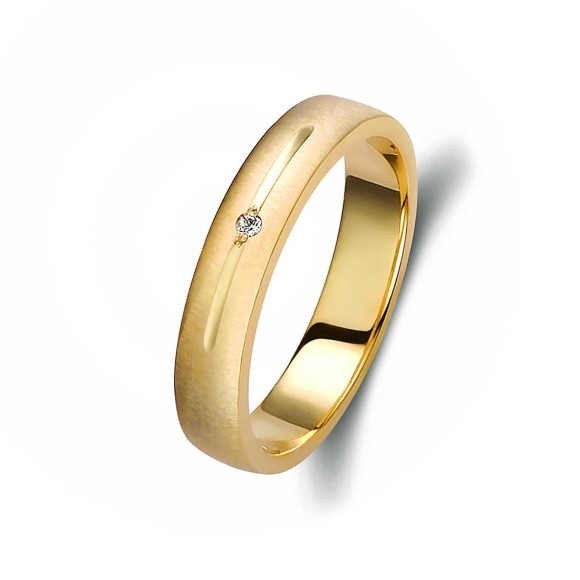 Ζευγάρι βέρες χρυσές, η γυναικεία με διαμάντι. Σχέδιο 323c-ca