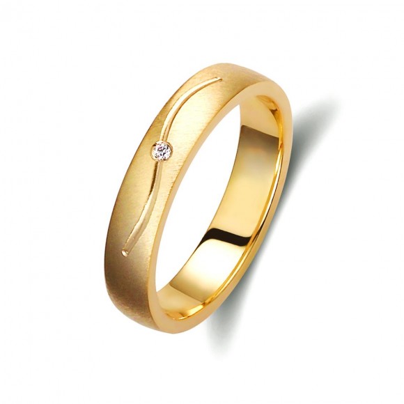 Ζευγάρι βέρες χρυσές 14 καρατίων, η γυναικεία με διαμάντι. Σχέδιο 336c-ca 