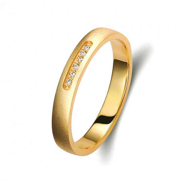 Ζευγάρι βέρες χρυσές 14 καρατίων, η γυναικεία με διαμάντι. Σχέδιο 337c-ca