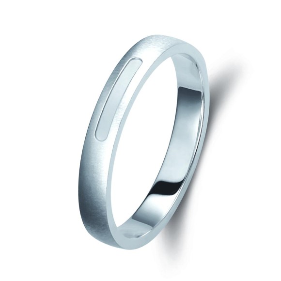 Ζευγάρι βέρες λευκόχρυσες 14 καρατίων, η γυναικεία με διαμάντι. Σχέδιο 337b-ba 