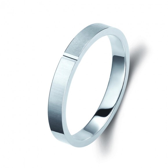 Ζευγάρι βέρες λευκόχρυσες 18 καρατίων, η γυναικεία με πέτρα ζιργκόν. Σχέδιο 338b-ba