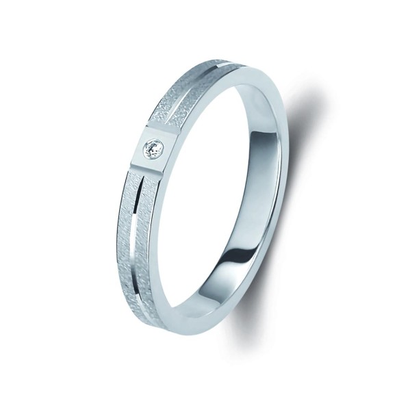 Ζευγάρι βέρες λευκόχρυσες, η γυναικεία με διαμάντι. Σχέδιο 339b-ba