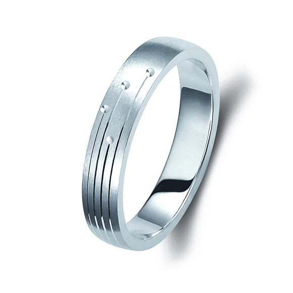 Ζευγάρι βέρες λευκόχρυσες 14 καρατίων, η γυναικεία με πέτρα ζιργκόν. Σχέδιο 345b-ba 