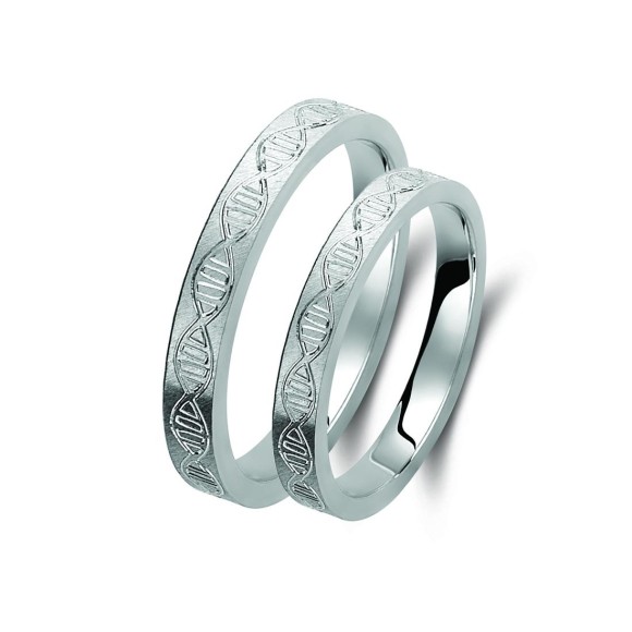 Ζευγάρι βέρες λευκόχρυσες 14 καρατίων. Σχέδιο 402b-ba 