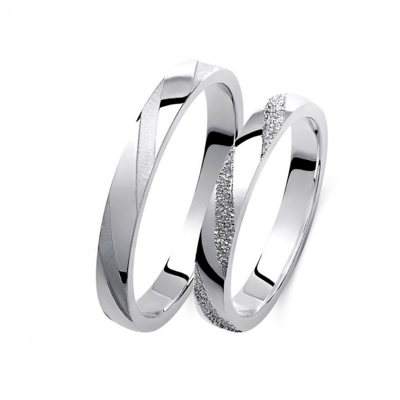 Ζευγάρι βέρες λευκόχρυσες 14 καρατίων. Σχέδιο 422b-ba