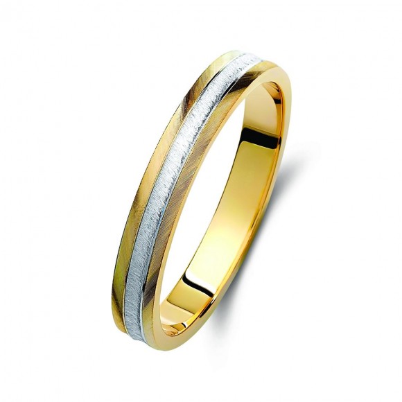 Ζευγάρι βέρες δίχρωμες χρυσό και λευκόχρυσο 14 καρατίων.Σχέδιο 425a-aa