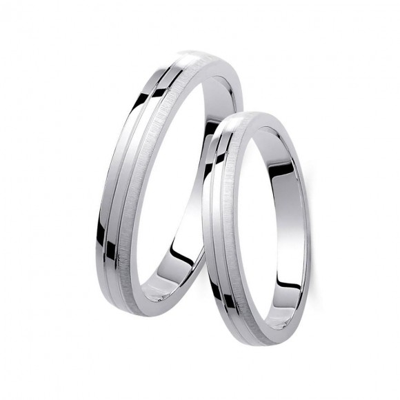 Ζευγάρι βέρες λευκόχρυσες 14 καρατίων. Σχέδιο 432b-ba