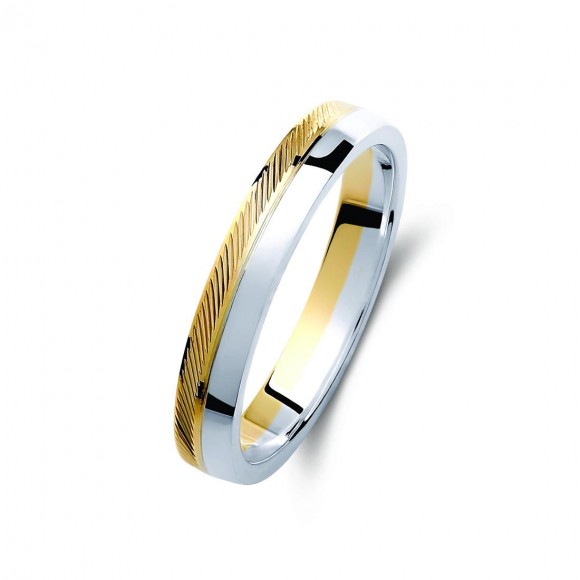 Ζευγάρι βέρες δίχρωμες χρυσό και λευκόχρυσο 14 καρατίων.Σχέδιο 434a-aa