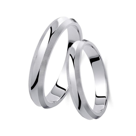 Ζευγάρι βέρες λευκόχρυσες 14 καρατίων. Σχέδιο 447b-ba