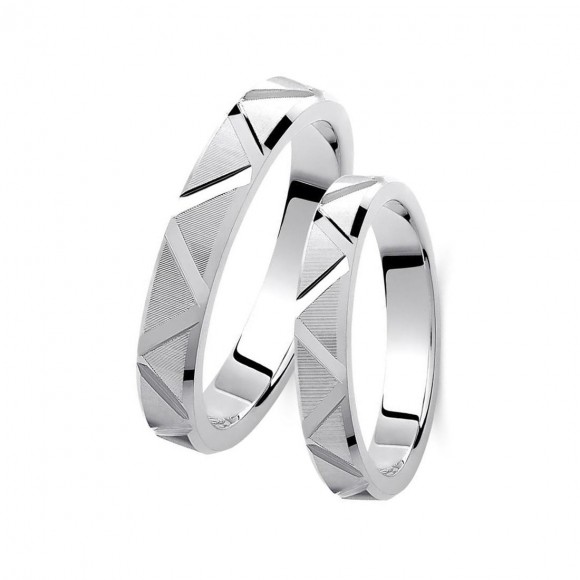 Ζευγάρι βέρες λευκόχρυσες 14 καρατίων. Σχέδιο 448b-ba