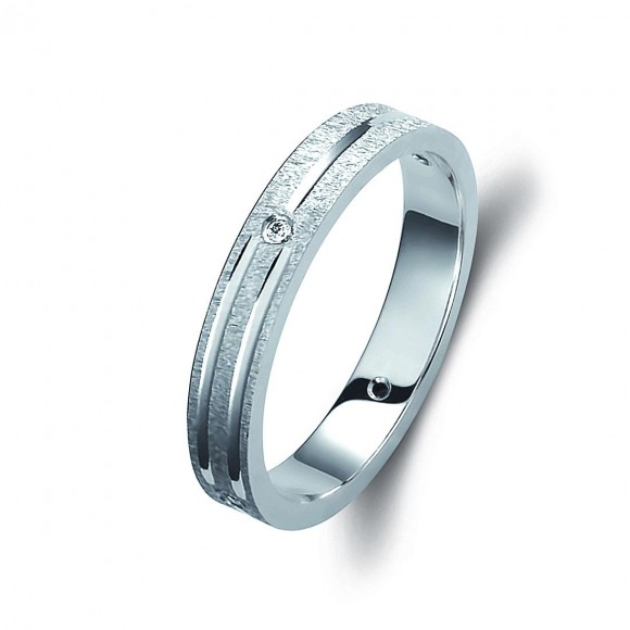 Ζευγάρι βέρες λευκόχρυσες, η γυναικεία με διαμάντι. Σχέδιο 346b-ba