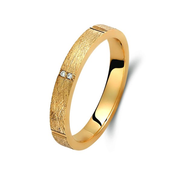 Ζευγάρι βέρες χρυσές 14 καρατίων, η γυναικεία με πέτρα ζιργκόν. Σχέδιο 379c-ca