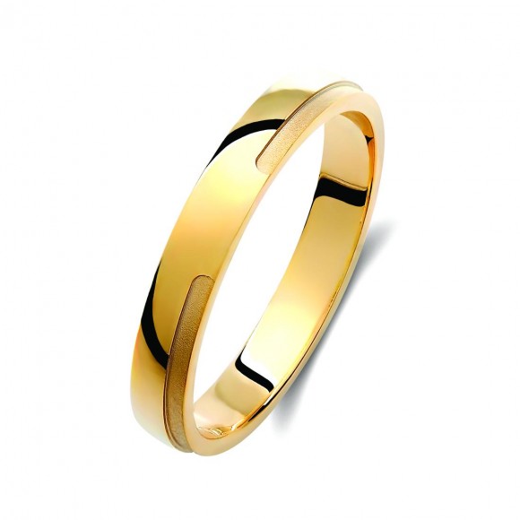 Ζευγάρι βέρες χρυσές 14 καρατίων, η γυναικεία με πέτρα ζιργκόν. Σχέδιο 419c-ca