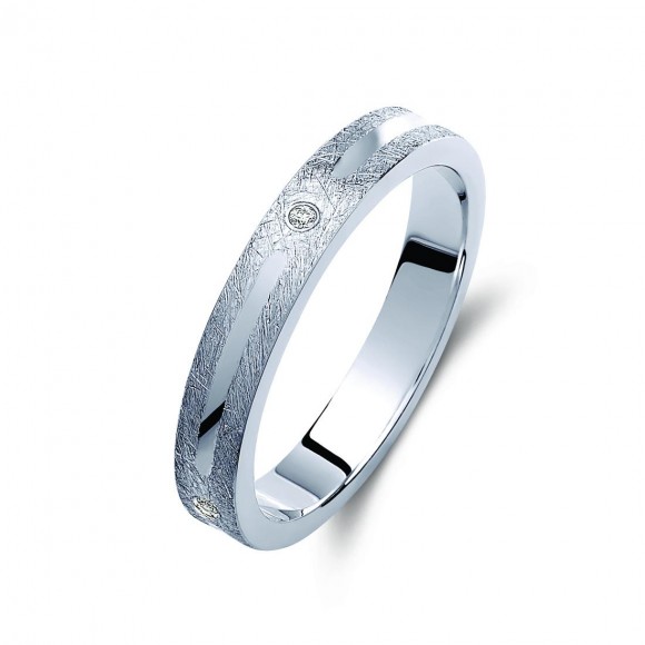 Ζευγάρι βέρες λευκόχρυσες, η γυναικεία με διαμάντι. Σχέδιο 442b-ba 