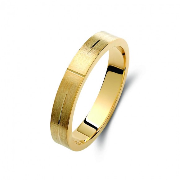 Ζευγάρι βέρες χρυσές 14 καρατίων, η γυναικεία με πέτρα ζιργκόν. Σχέδιο 449c-ca  