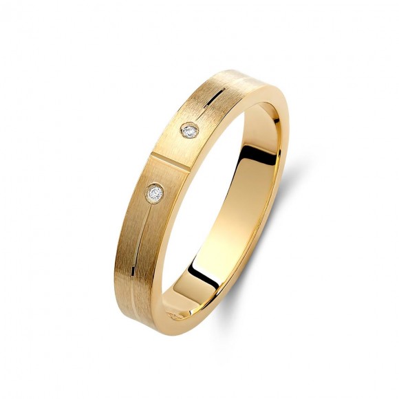 Ζευγάρι βέρες χρυσές 14 καρατίων, η γυναικεία με πέτρα ζιργκόν. Σχέδιο 449c-ca  