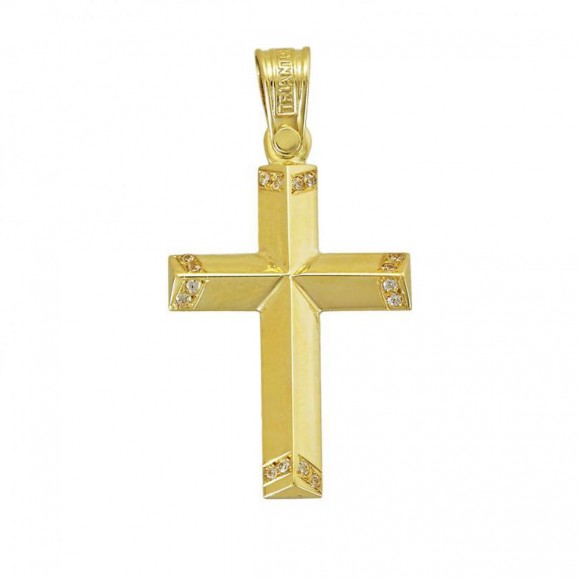Σταυρός Triantos χρυσός με πέτρες με κωδικό ST111289