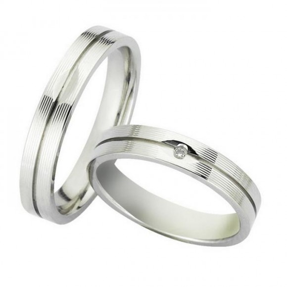 Ζευγάρι βέρες Bonise, λευκόχρυσες 14 καρατίων. Σχέδιο wd239640be 