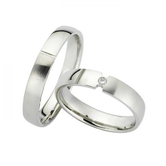 Ζευγάρι βέρες Bonise, λευκόχρυσες 14 καρατίων. Σχέδιο wd414540bd 