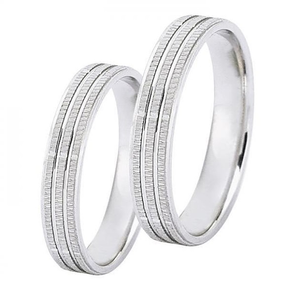 Ζευγάρι βέρες Dekagold, λευκόχρυσες 14 καρατίων. Σχέδιο 226-gsl5613-w