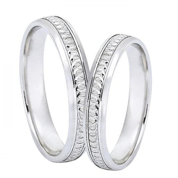 Ζευγάρι βέρες Dekagold, λευκόχρυσες  14 καρατίων. Σχέδιο gd226-060 