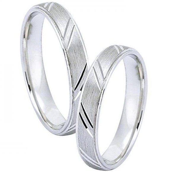 Ζευγάρι βέρες Dekagold, λευκόχρυσες 14 καρατίων. Σχέδιο gd226-b2208