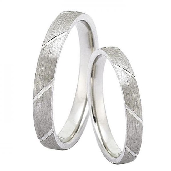 Ζευγάρι βέρες Dekagold, λευκόχρυσες 14 καρατίων. Σχέδιο gd226-g2164 