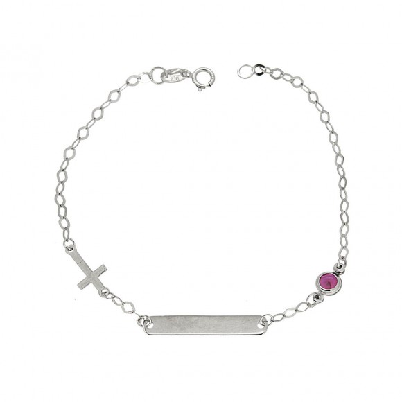 Ταυτότητα λευκόχρυση με σταυρό και ματάκι K14