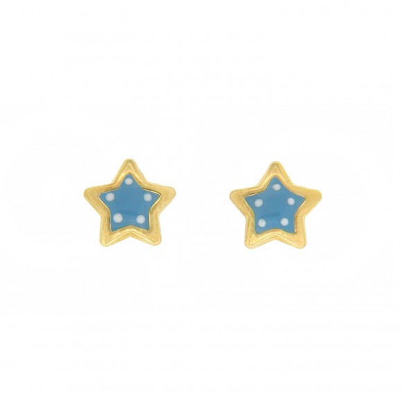 Σκουλαρίκια γαλάζια πουά αστέρια