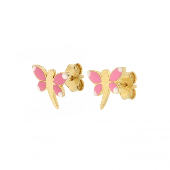 Σκουλαρίκια ροζ πεταλούδα
