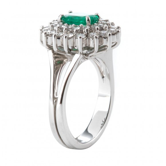 Ροζέτα δαχτυλίδι emerald & diamonds