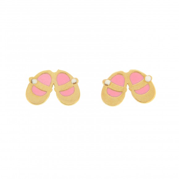 Σκουλαρίκια ροζ παπουτσάκια με smalto