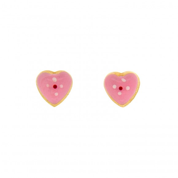 Σκουλαρίκια ροζ καρδιές με smalto