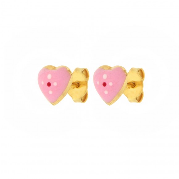 Σκουλαρίκια ροζ καρδιές με smalto