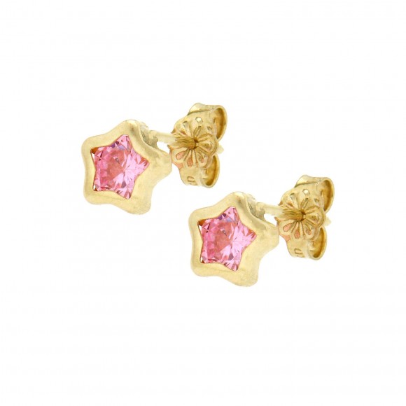 Σκουλαρίκια με ροζ πέτρα